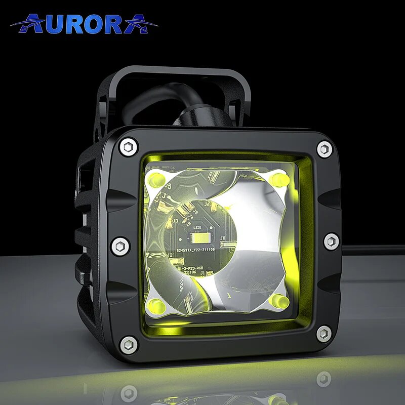 Две светодиодные фары Aurora ALO-2-T-P23Q 30W, RGB ПОДСВЕТКА 4