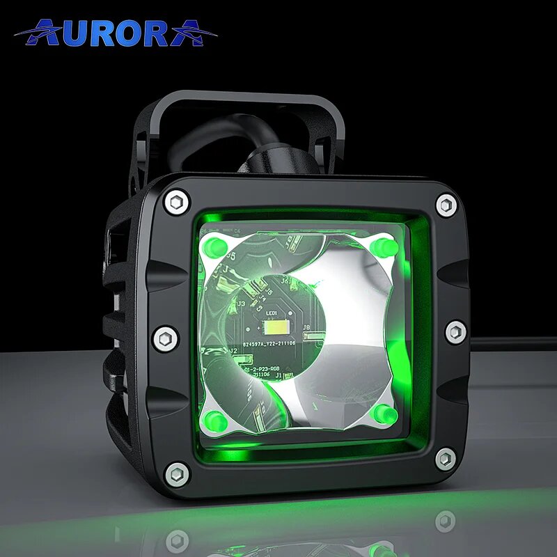 Две светодиодные фары Aurora ALO-2-T-P23Q 30W, RGB ПОДСВЕТКА 3
